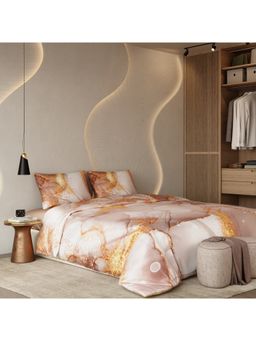 Stoa Paris - Champagne 300 Tc Satin Bedsheet & Comforter with 2 Pillow Covers (King)