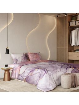 Stoa Paris - Lavender 300 Tc Satin Bedsheet & Comforter with 2 Pillow Covers (King)