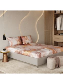 Stoa Paris - Louvre 300 Tc Serenade In Champagne Fitted Bedsheet with 2 Pillow Covers (King)