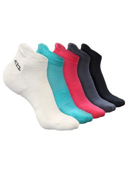 Heelium - Bamboo Ankle Socks for Women - 5 Pairs - Pink - Teal - Grey - White - Black