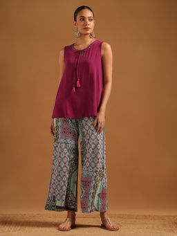 Soch - Magenta Rayon Crepe Solid Co-Ord Set