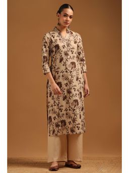 Soch - Beige Floral V-Neck Kurta