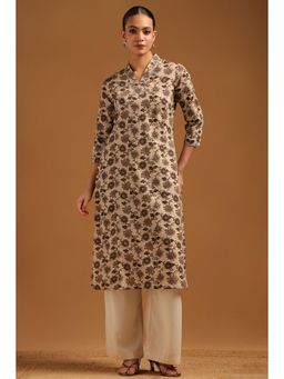 Soch - Beige Floral V-Neck Kurta