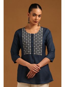 Soch - Blue Embroidered Round Neck Tunic