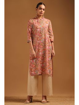 Soch - Pink Printed Mandarin Neck Kurta