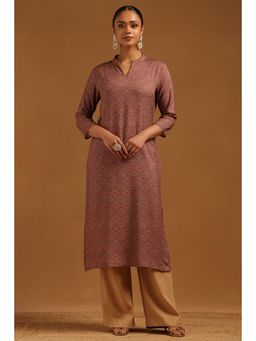 Soch - Brown Printed Mandarin Neck Kurta