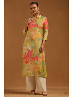 Soch - Multi-Color Abstract Mandarin Neck Kurta