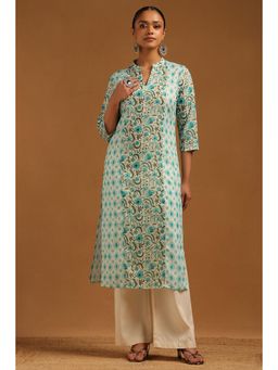 Soch - Green Floral Mandarin Neck Kurta
