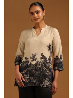 Soch - Beige Floral Mandarin Neck Tunic