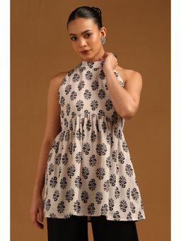 Soch - Off White Floral Halter Neck Tunic