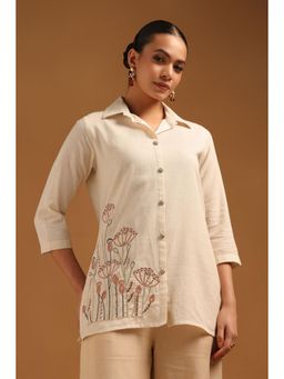 Soch - Beige Embroidered Collar Neck Shirt