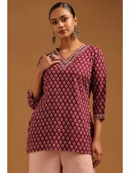 Soch - Wine Floral V-Neck Tunic