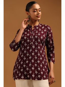 Soch - Wine Floral Mandarin Neck Tunic