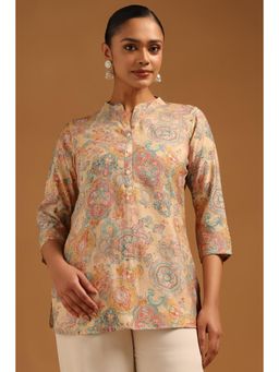 Soch - Beige Floral Mandarin Neck Tunic