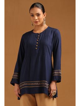 Soch - Blue Embroidered Round Neck Tunic