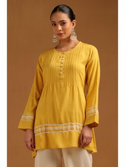 Soch - Yellow Embroidered Round Neck Tunic
