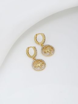 Carlton London - Gold Plated CZ Studded Circular Hoop Earring FJE3907