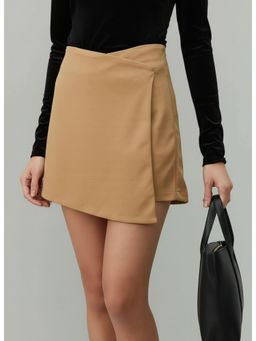 Twenty Dresses by Nykaa Fashion - Womens Crepe Khaki Mini Skort