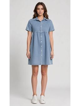 Twenty Dresses by Nykaa Fashion - Women Light Blue Solid Denim Shirt Dress