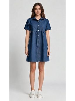 Twenty Dresses by Nykaa Fashion - Women Navy Blue Solid Denim Shirt Dress