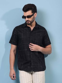 CRIMSOUNE CLUB - Men Black Checks Shirt