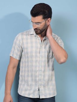 CRIMSOUNE CLUB - Men Green Checked Linen Shirt