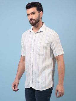 CRIMSOUNE CLUB - Men Multi Color Vertical Stripes Linen Shirt
