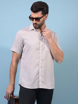 CRIMSOUNE CLUB - Men Light Grey Linen Shirt