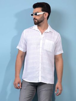CRIMSOUNE CLUB - Men White Checks Printed Shirt