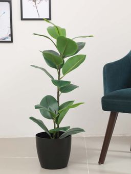 ARICK DECOR - Artificial Rubber Plants,with Pot Green