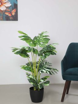 ARICK DECOR - Artificial Variegated Monstera Plants For Indoor & Outdoor with Pot