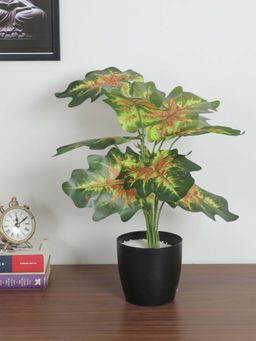 ARICK DECOR - Artificial Philodendron Plants with Basic Black Pot Green Leaves Natural Looking Plant