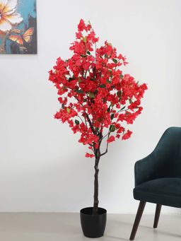 ARICK DECOR - Artificial Bougainvillea Flower Plants (with Pot, 150 Cm Tall, Red)