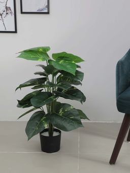 ARICK DECOR - Artificial Plants with Basic Black Pot 18 Leaves Looking Indoor Plant