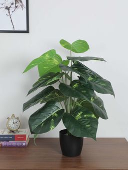 ARICK DECOR - Artificial Photos Plants with Basic Black Pot 18 Leaves