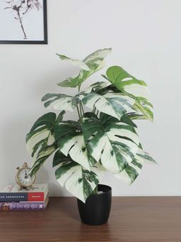 ARICK DECOR - Artificial Monstera Plants with Basic Black Pot 18 Leaves Looking Indoor Plant