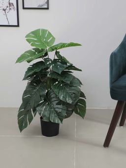 ARICK DECOR - Artificial Monstera Plants with Basic Black Pot 24 Leaves