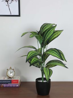 ARICK DECOR - Artificial Cast-Iron Plant 26 Leaves with Basic Black Pot