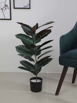 ARICK DECOR - Artificial Tropical Dieffenbachia Camille Plant with Basic Black Pot Dumb Cane