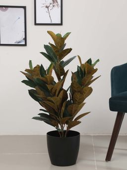 ARICK DECOR - Artificial Rubber Plants with Basic Black Pot