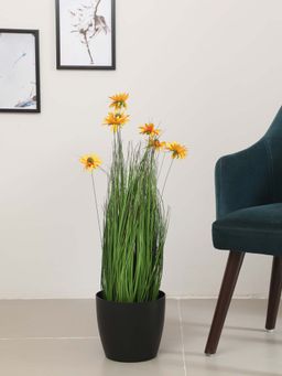 ARICK DECOR - Artificial Real Touch Imported Allium Grass & Flowers Plant with Pot