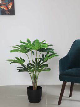 ARICK DECOR - Artificial Rhapis Palm Plant, Fake Cane Palm Silk with Pot Multicolor