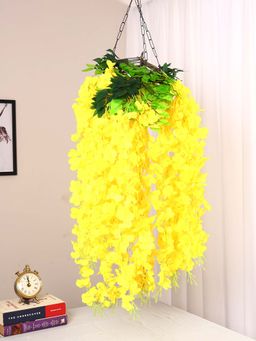 ARICK DECOR - Artificial Hanging Orchid Flowers Bush For Wall Decoration Yellow (Pack of 12)