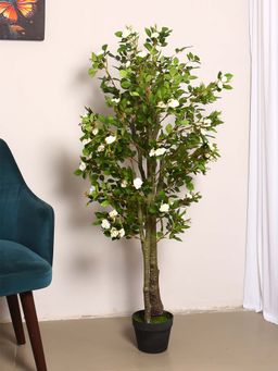 ARICK DECOR - Artificial Mini Flowers Rose Plants with Pot (130 Cm Tall, White)