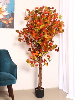 ARICK DECOR - Artificial Ginkgo Plants with Pot (170 Cm Tall, Red)