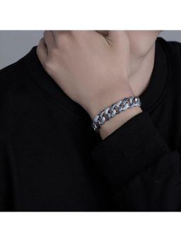 Salty Alpha - Fjord Cuban Bracelet In Silver Blue Finish