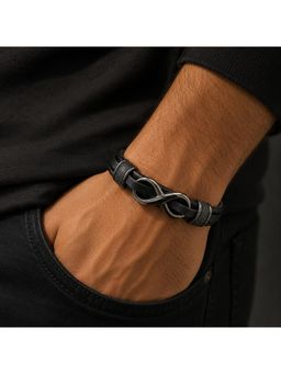 Salty Alpha - Infinity Knot Leather Bracelet Black