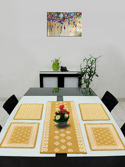 Saral Home - Cotton Dining Table Kitchen Placemats 5 Mat Yellow