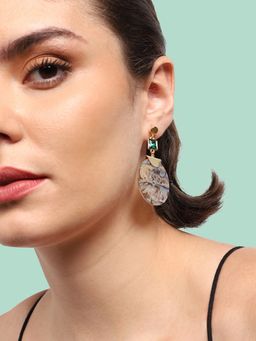 Sohi - Gold Plated White Multi-Color Drop Earrings for Women
