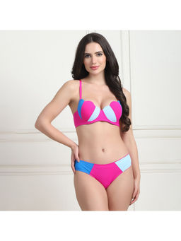 PrettyCat - Lightly Padded Scalloped Sexy Plunge Bra With Matching Panty Set of 2